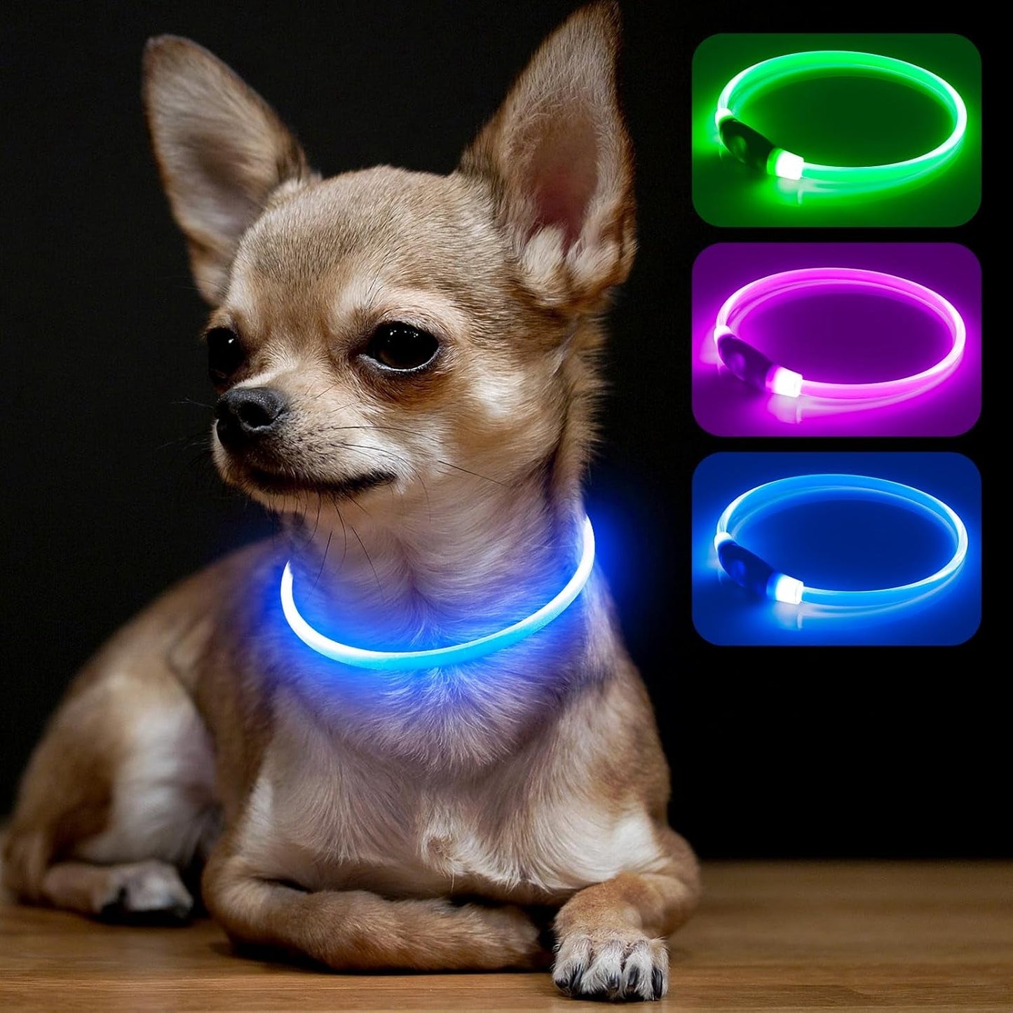 Light up Dog Collar, Glowing LED Puppy Collar Rechargeable Pet Collar TPU Cuttable Dog Walking Lights for Small Medium Large Dogs (Pink)