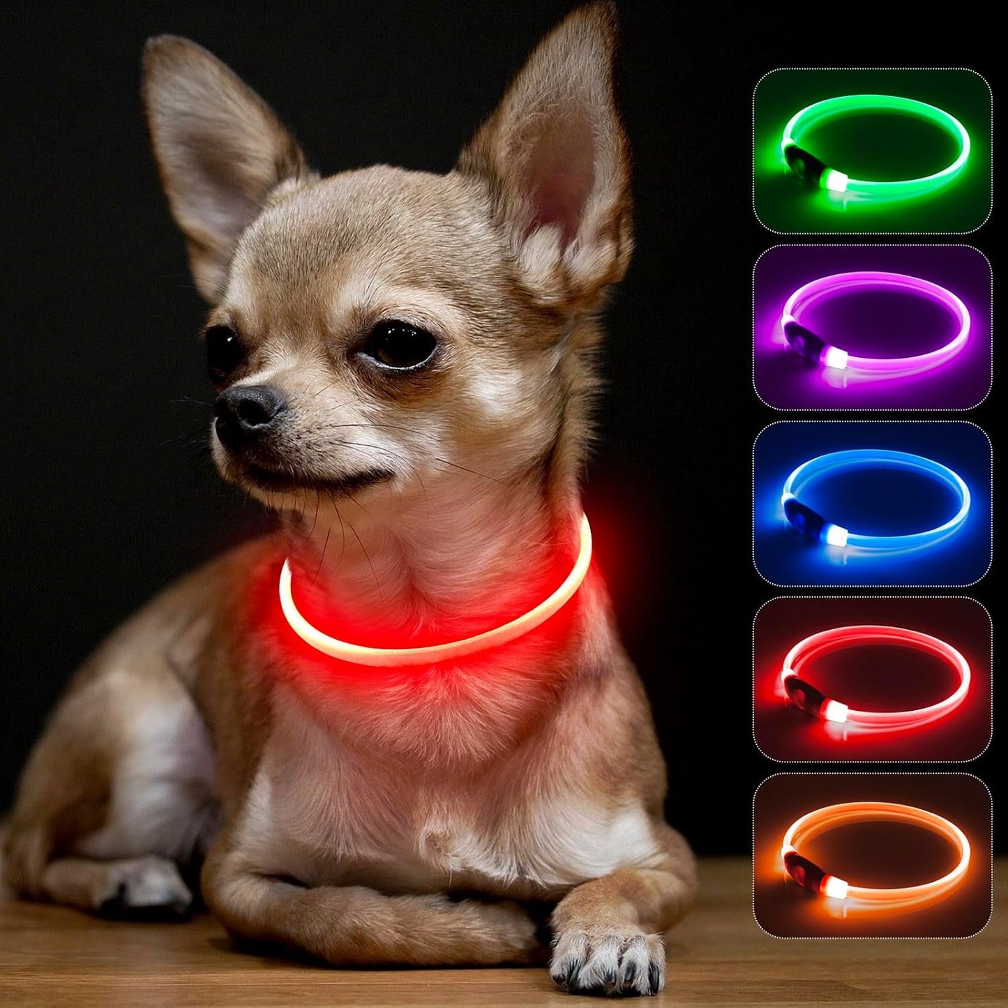 Light up Dog Collar, Glowing LED Puppy Collar Rechargeable Pet Collar TPU Cuttable Dog Walking Lights for Small Medium Large Dogs (Pink)