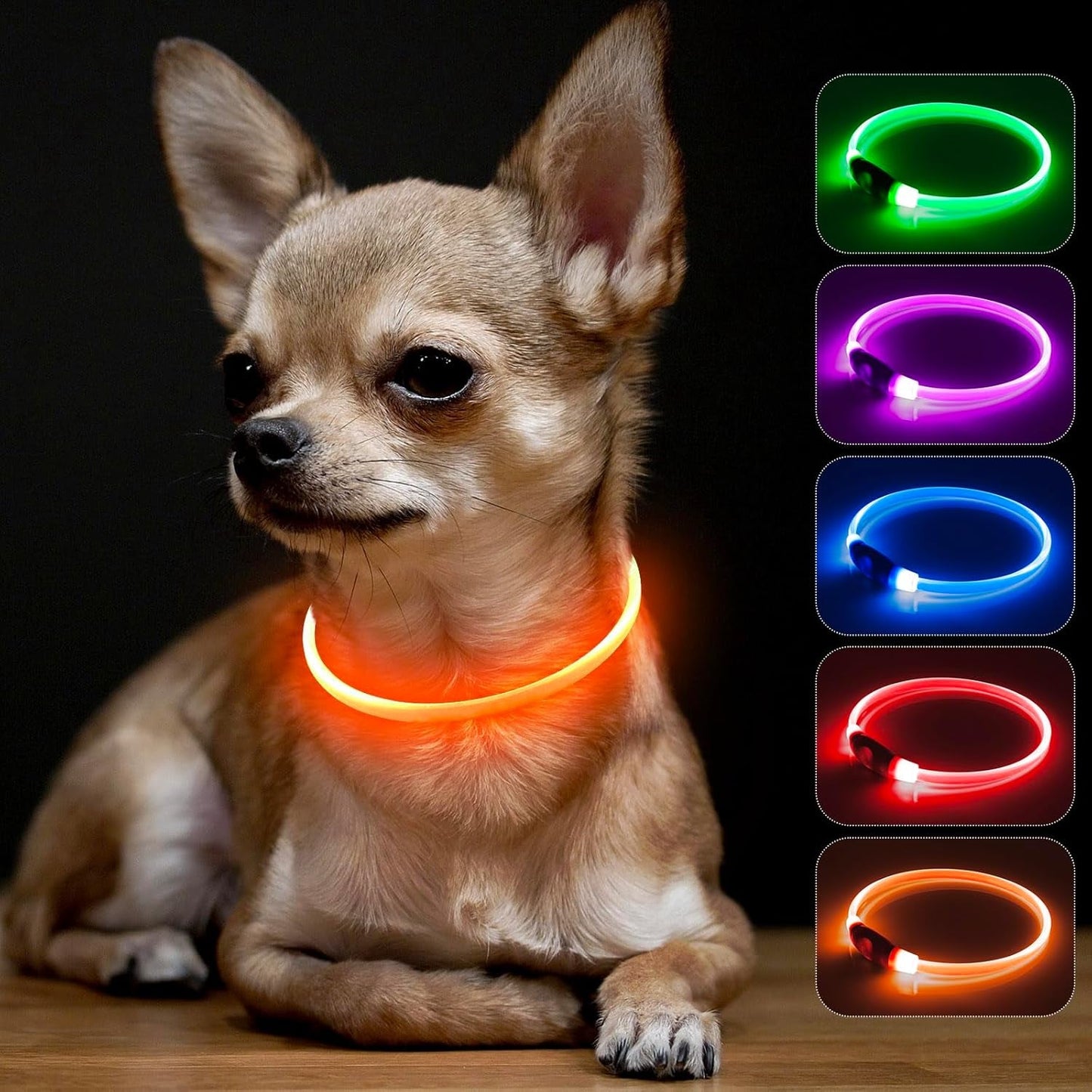 Light up Dog Collar, Glowing LED Puppy Collar Rechargeable Pet Collar TPU Cuttable Dog Walking Lights for Small Medium Large Dogs (Pink)